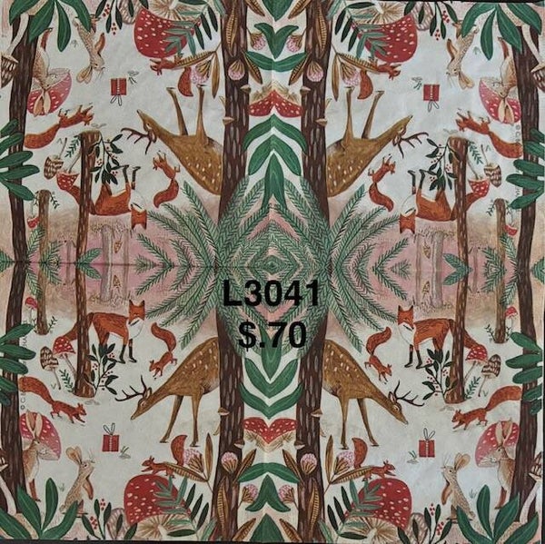 Christmas (L3041) - Forest Animals with Mushrooms