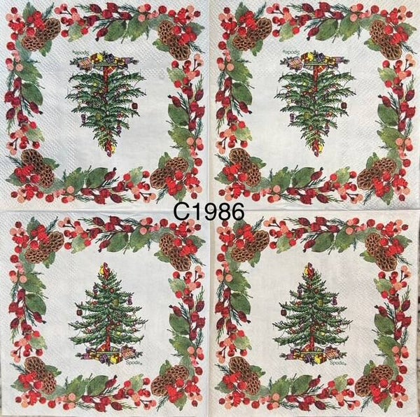 Christmas (C1986) - Christmas Tree with Holiday Floral Border