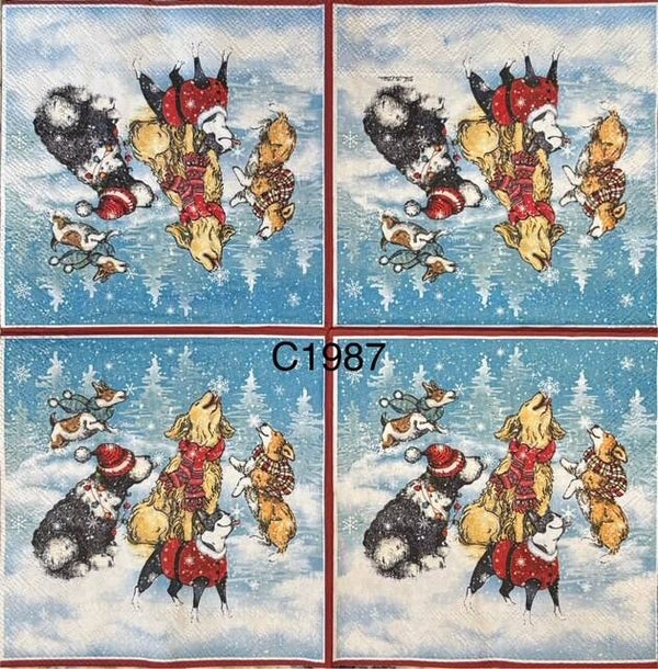 Christmas (C1987) - Happy Howlidays Dogs in Snow