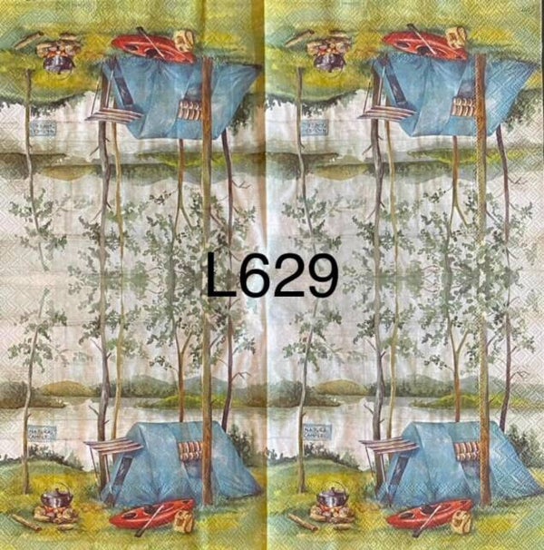 Camping (L629) - Tent and Kayak by Water