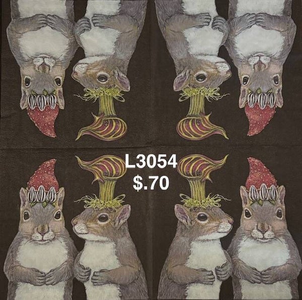 Animals (L3054) - Two Squirrels Wearing Plants on Head