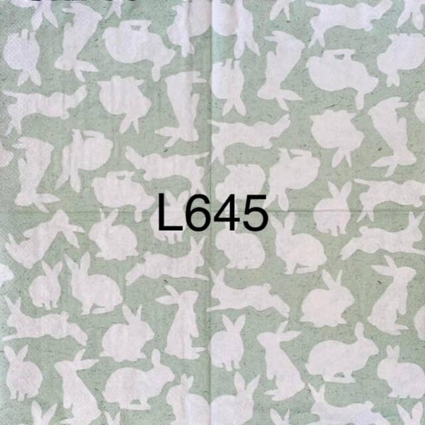 Easter (L645) - White Bunnies in Light Green Background Wallpaper
