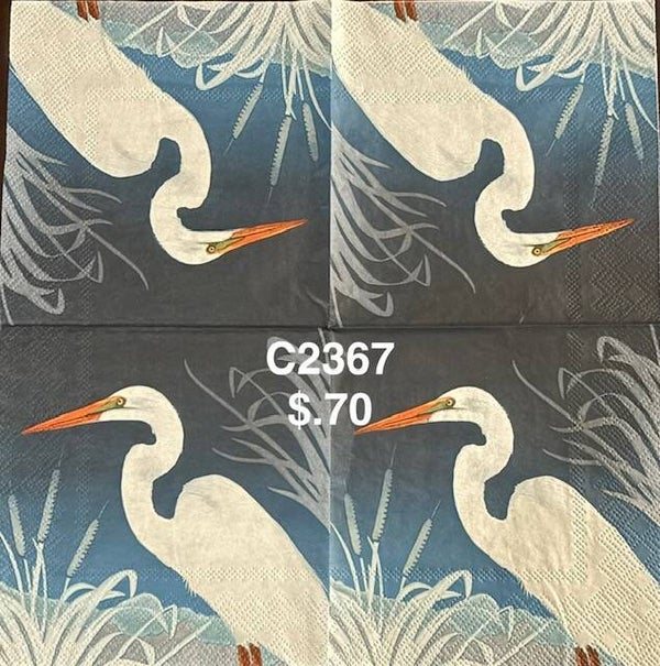 Birds (C2367) - Egret with a Blue Background