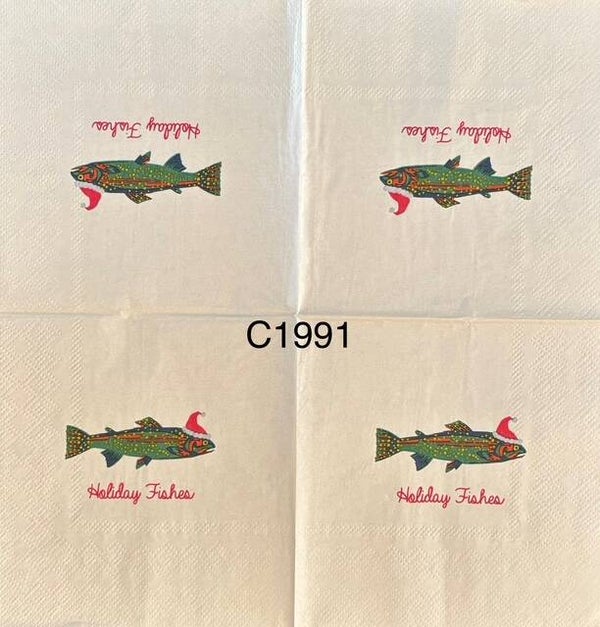 Christmas (C1991) - Holiday Fishes Fish with Santa Hat