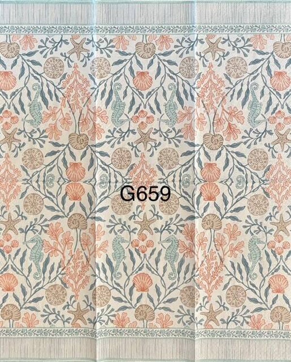 Beach (G659) - Shells, Starfish, and Seahorse Wallpaper