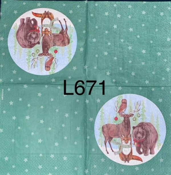 Christmas (L671) - Bear, Deer, Owl and Fox