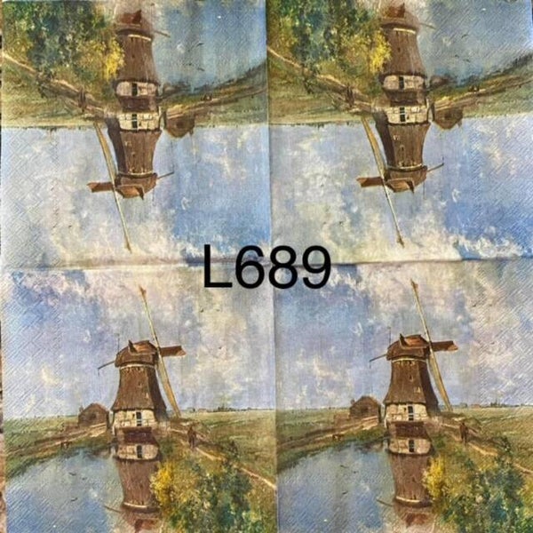 Scene (L689) - Windmill and Pond
