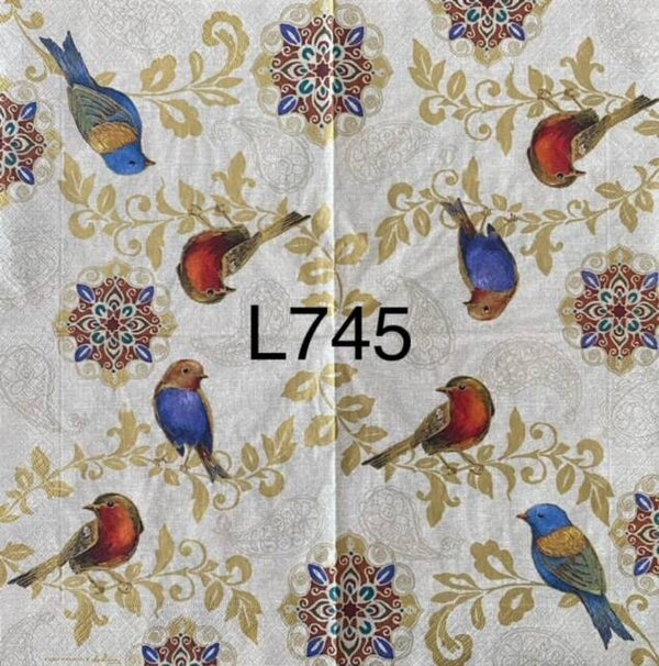 Birds (L745) - Colorful Birds on Gold Branches