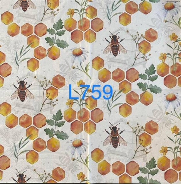 Bees (L759) - Honeycomb with Bees Flying Around