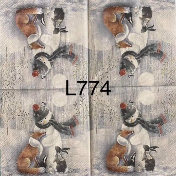 Christmas (L774) - Snowman Hugging Fox and Bunny