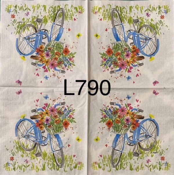 Vehicle (L790) - Blue Bicycle with Basket of Flowers