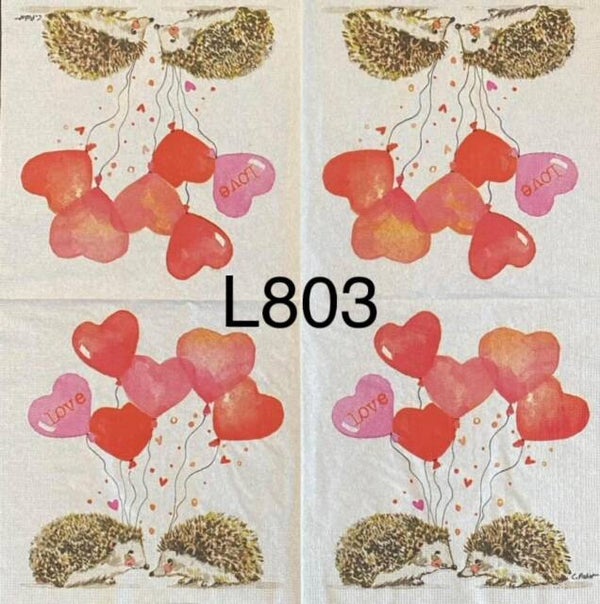 Valentines (L803) - Hedgehogs Holding Heart Balloons