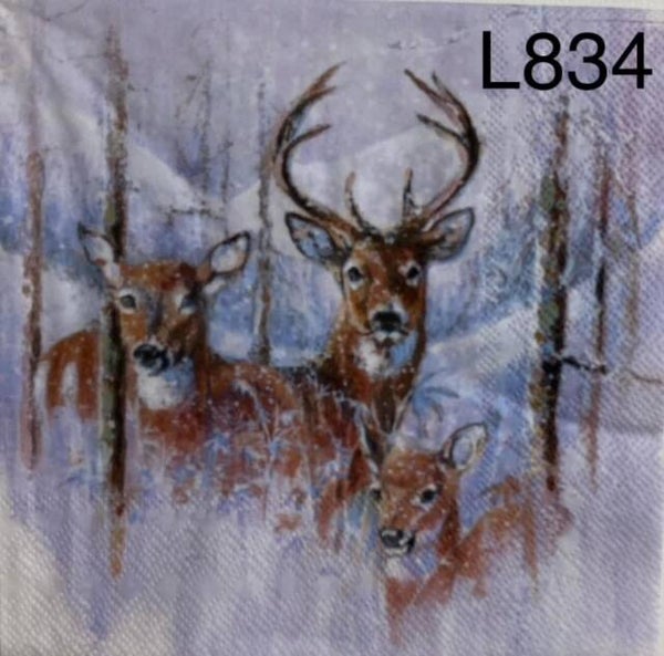 Deer (L834) - Three Deer in Snow