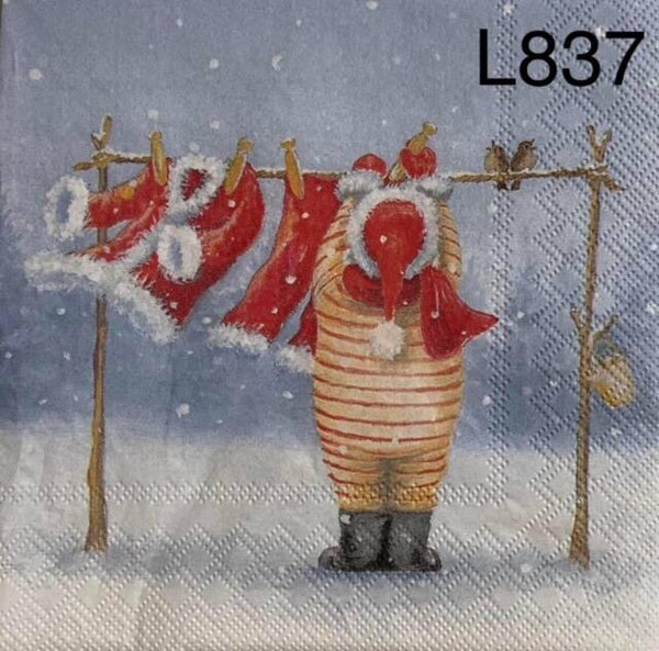 Christmas (L837) - Santa Hanging Clothes on Line