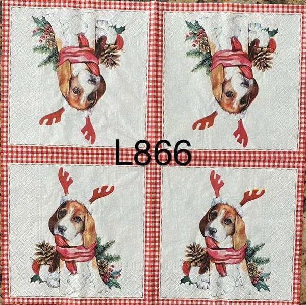 Dogs (L866) - Santa Beagle Dog - Christmas
