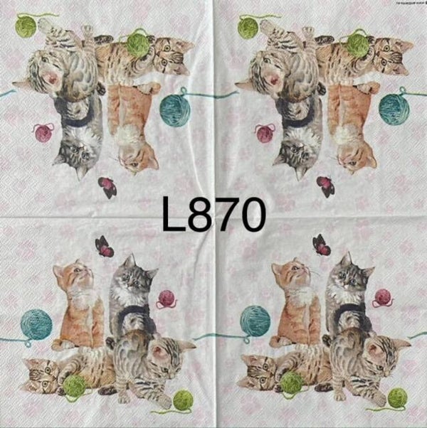 Cats (L870) - Kittens Playing with Yarn Balls