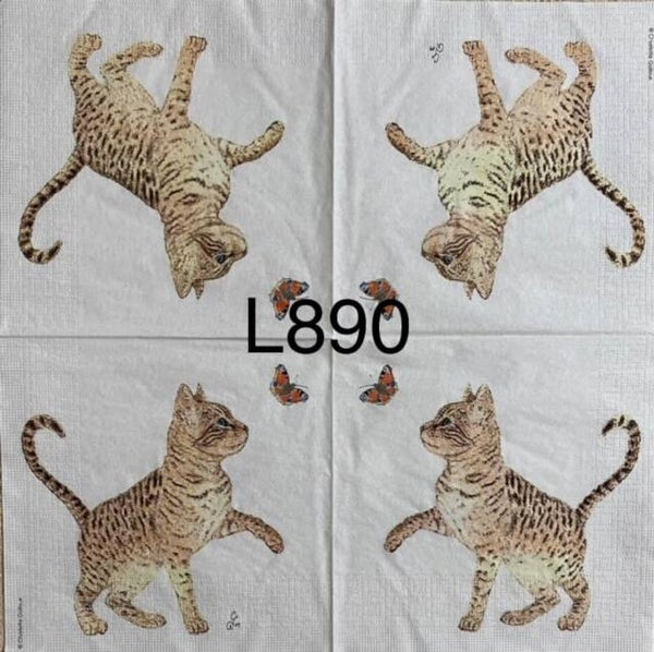Cats (L890) - Cat Swatting at Butterfly
