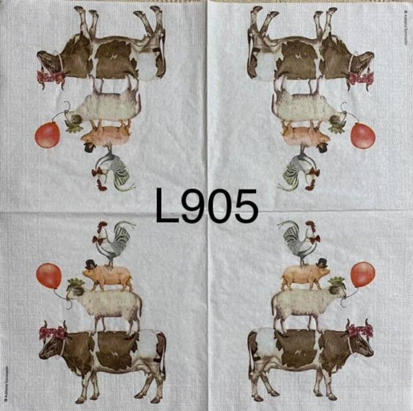 Animals (L905) - Stacked Cow, Sheep, Pig and Rooster