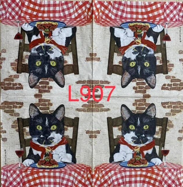 Cats (L907) - Rocco the Cat Eating Spaghetti