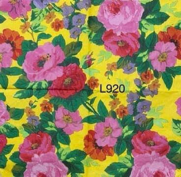 Flowers (L920) - Pink Flowers with Yellow Background