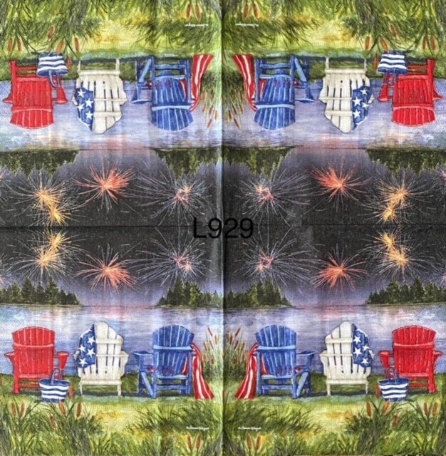 4th of July (L929) - Beach Chairs Watching Fireworks