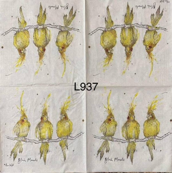 Birds (L937) - Three Yellow Cockatiels Blond Moments