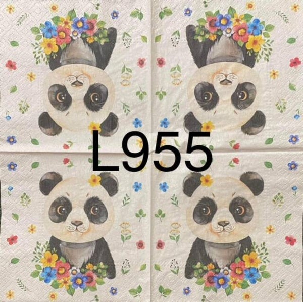 Animals (L955) - Panda Bear Surrounded by Flowers