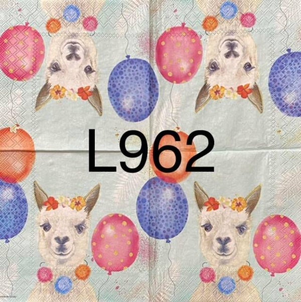 Animals (L962) - Llama with Balloons