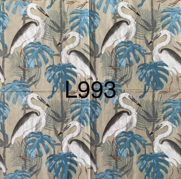 Birds (L993) - White Storks with Palm Frond