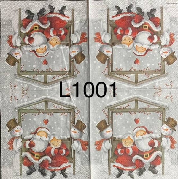 Christmas (L1001) - Santa and Mrs Clause Sitting on Bench