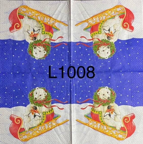 Christmas (L1008) - Polar Bear on Sled with Penguin