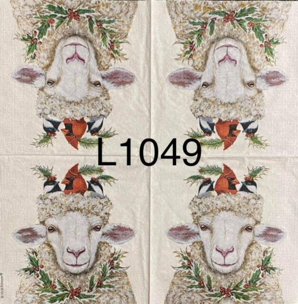 Christmas (L1049) - Sheep with Cardinal on Head