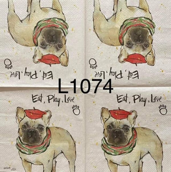 Dogs (L1074) - Pug Eat, Play and Love