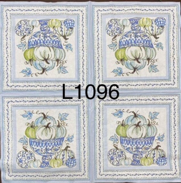 Fall (L1096) - Blue Pumpkins in Blue Vase