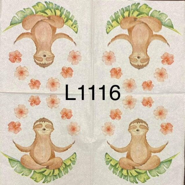 Animals (L1116) - Meditating Sloth with Flowers