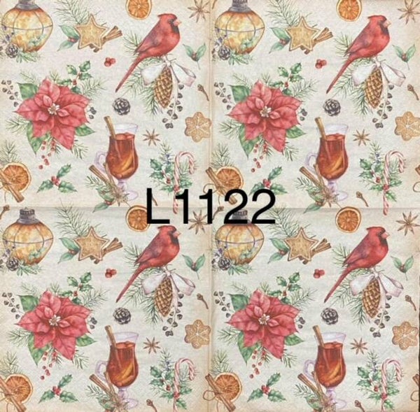 Christmas (L1122) - Cardinals, Poinsettas, Hot Totties