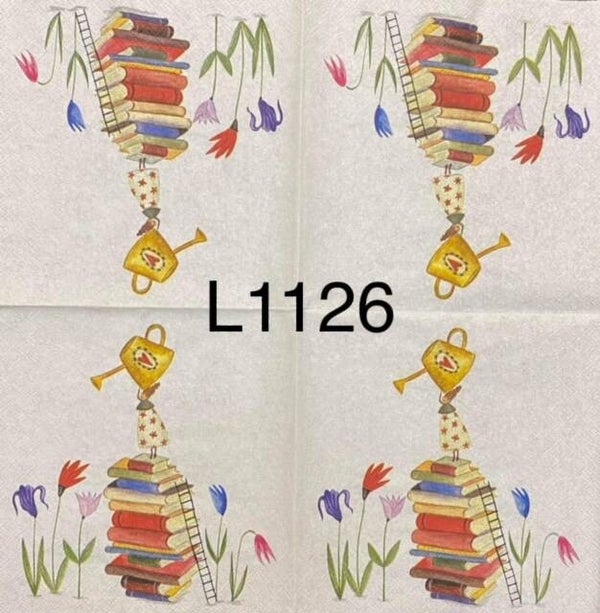 Misc (L1126) - Stacked Books with a Water Can on Top