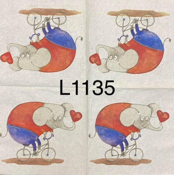 Animals (L1135) - Elephant Riding a Bicycle Holding a Heart