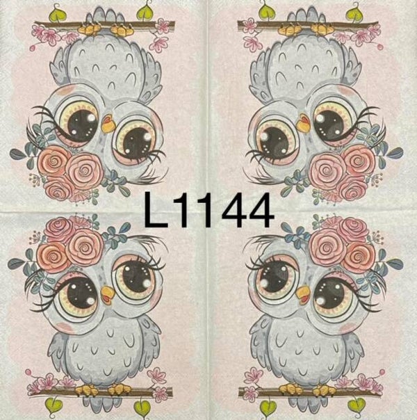 Birds (L1144) - Cute Owl with Flowers on Head
