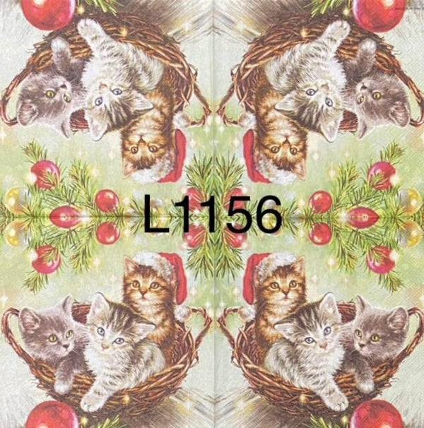 Christmas (L1156) - Kittens in Wicker Basket