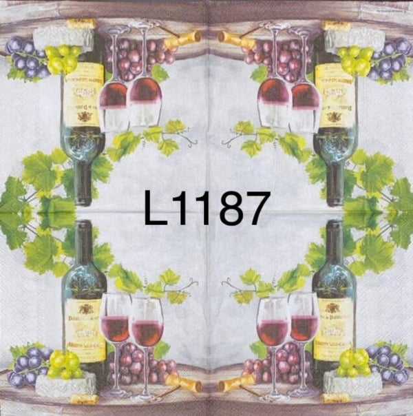 Wine (L1187) - Bottle of Red Wine and Two Glasses Filled
