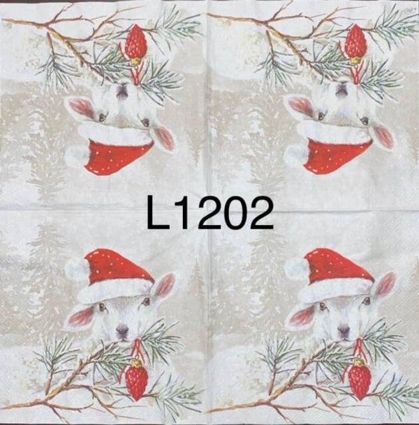 Christmas (L1202) - Goat with Santa Hat