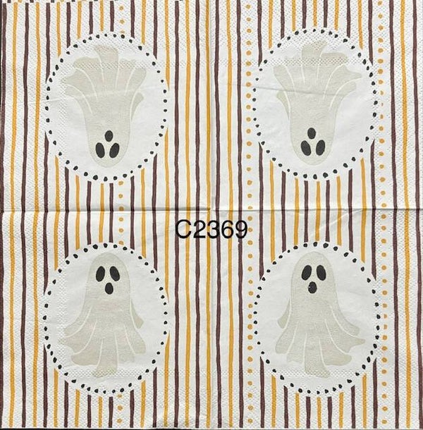 Halloween (C2369) - Ghost in a Portrait Frame with a Striped Background