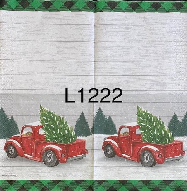 Christmas (L1222) - Red Truck with Tree in Trunk