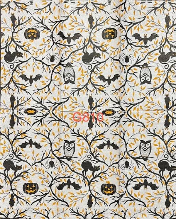 Halloween (G810) - Pumpkins, Owls, Bats, Cats, Background