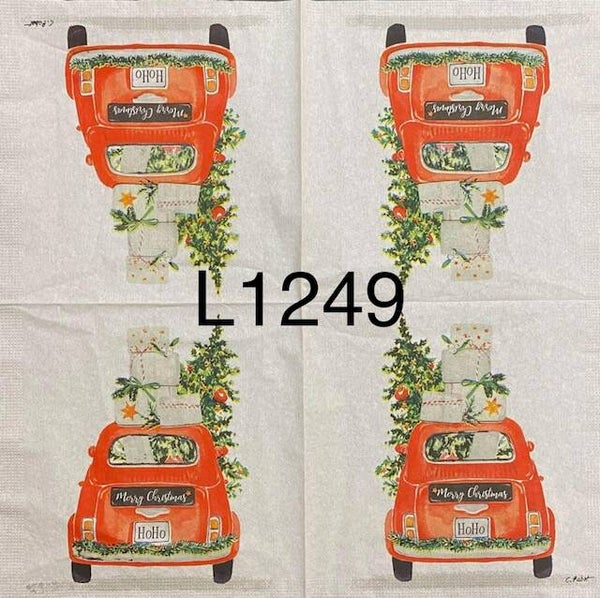 Christmas (L1249) - Red Car with Gifts and Christmas Tree