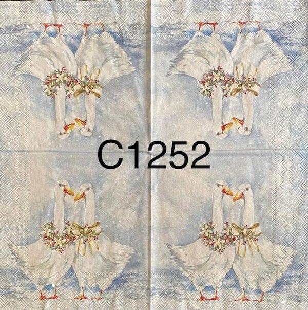 Christmas (L1252) - Geese with Wreath and Bow