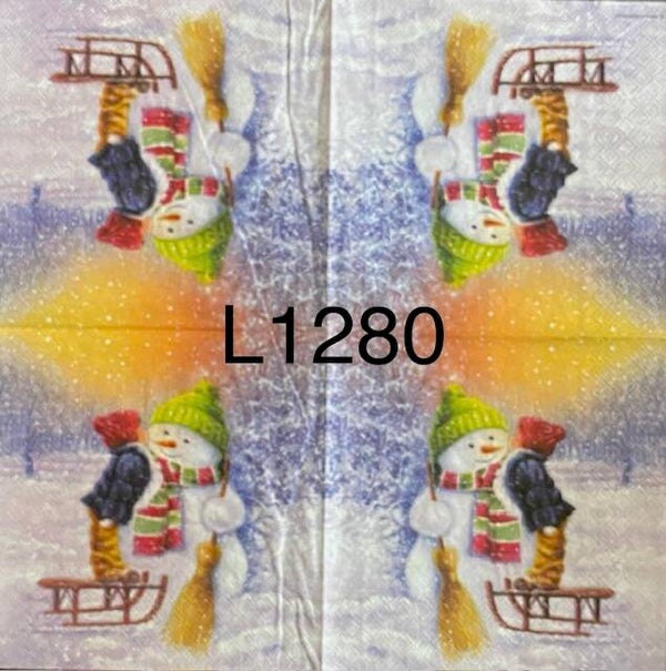 Christmas (L1280) - Little Boy Kissing Snowman