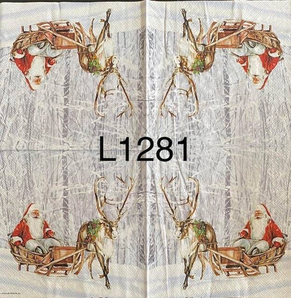Christmas (L1281/1775) - Santa on Sled with Reindeer