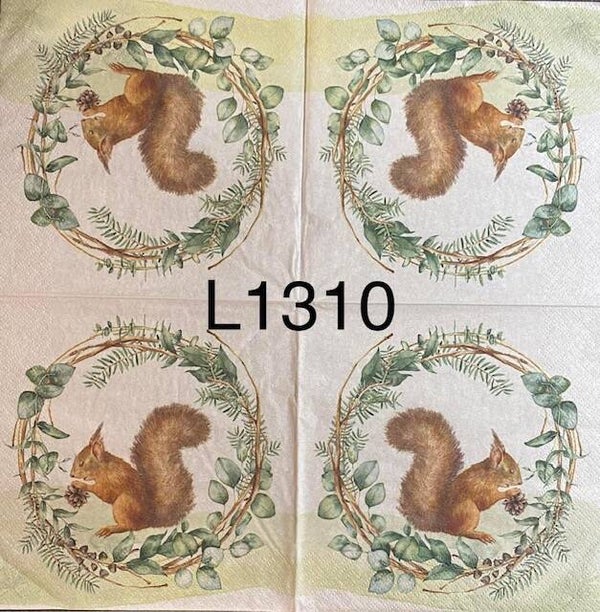 Animals (L1310) - Squirrel Eating Acorns in a Wreath